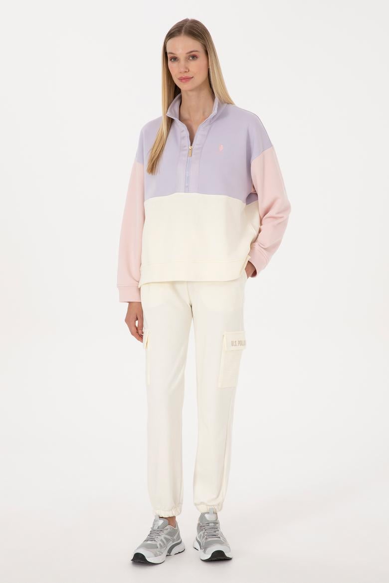 Kadın Lila Fermuarlı Dik Yaka Sweatshirt - 50307794004