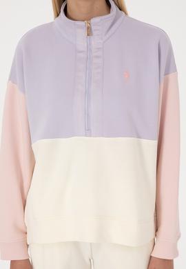 Kadın Lila Fermuarlı Dik Yaka Sweatshirt - 50307794004