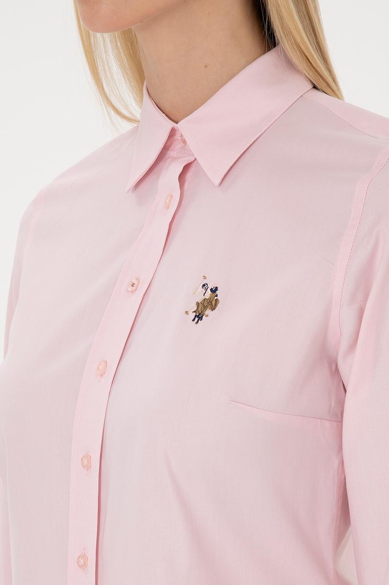 Kadın Açık Pembe Uzun Kollu Basic Gömlek