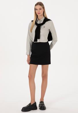 Kadın Açık Haki Uzun Kollu Basic Gömlek - 50308038043