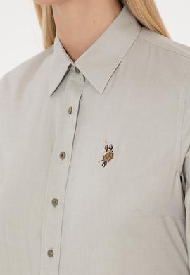 Kadın Açık Haki Uzun Kollu Basic Gömlek - 50308038043