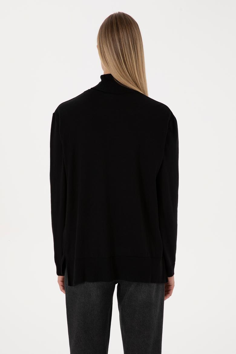 Kadın Siyah Basic Boğazlı Kazak - 50307742004