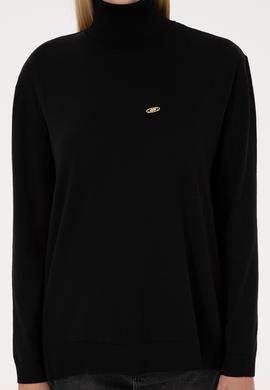 Kadın Siyah Basic Boğazlı Kazak - 50307742004