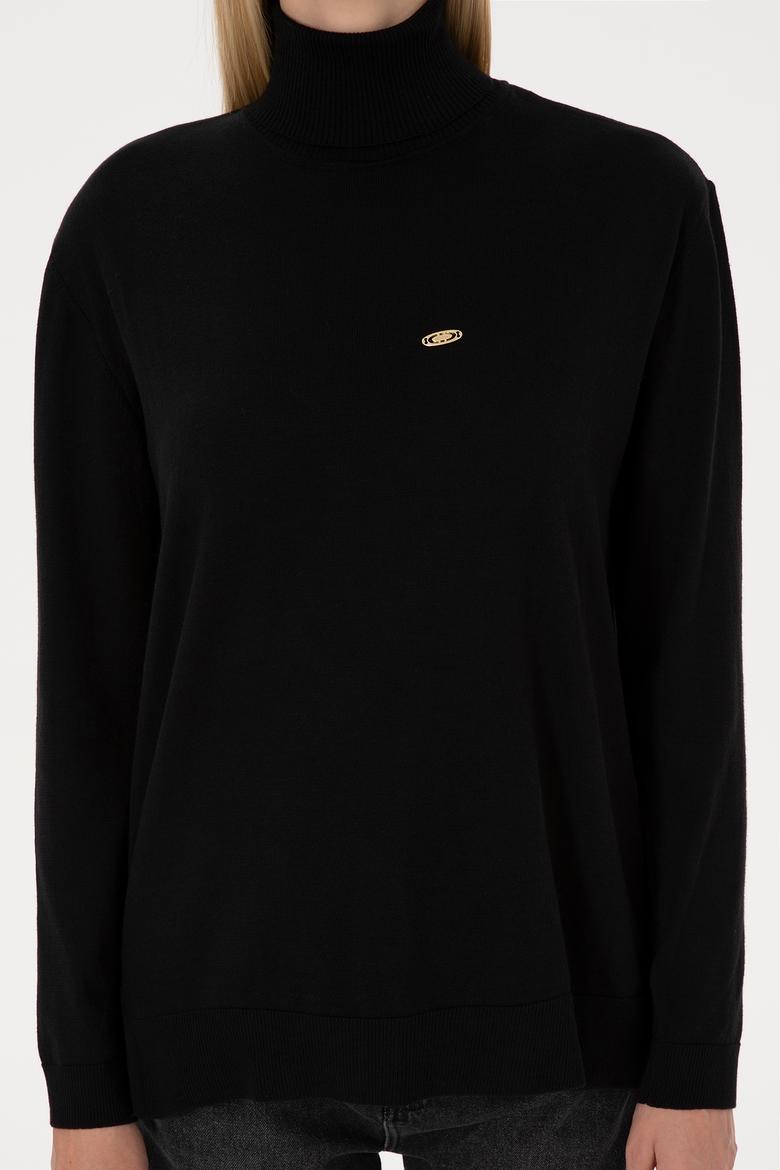 Kadın Siyah Basic Boğazlı Kazak - 50307742004