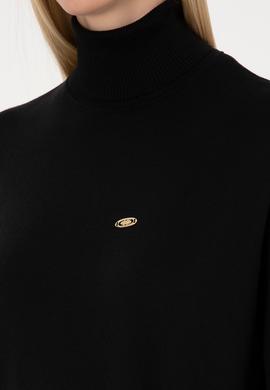 Kadın Siyah Basic Boğazlı Kazak - 50307742004