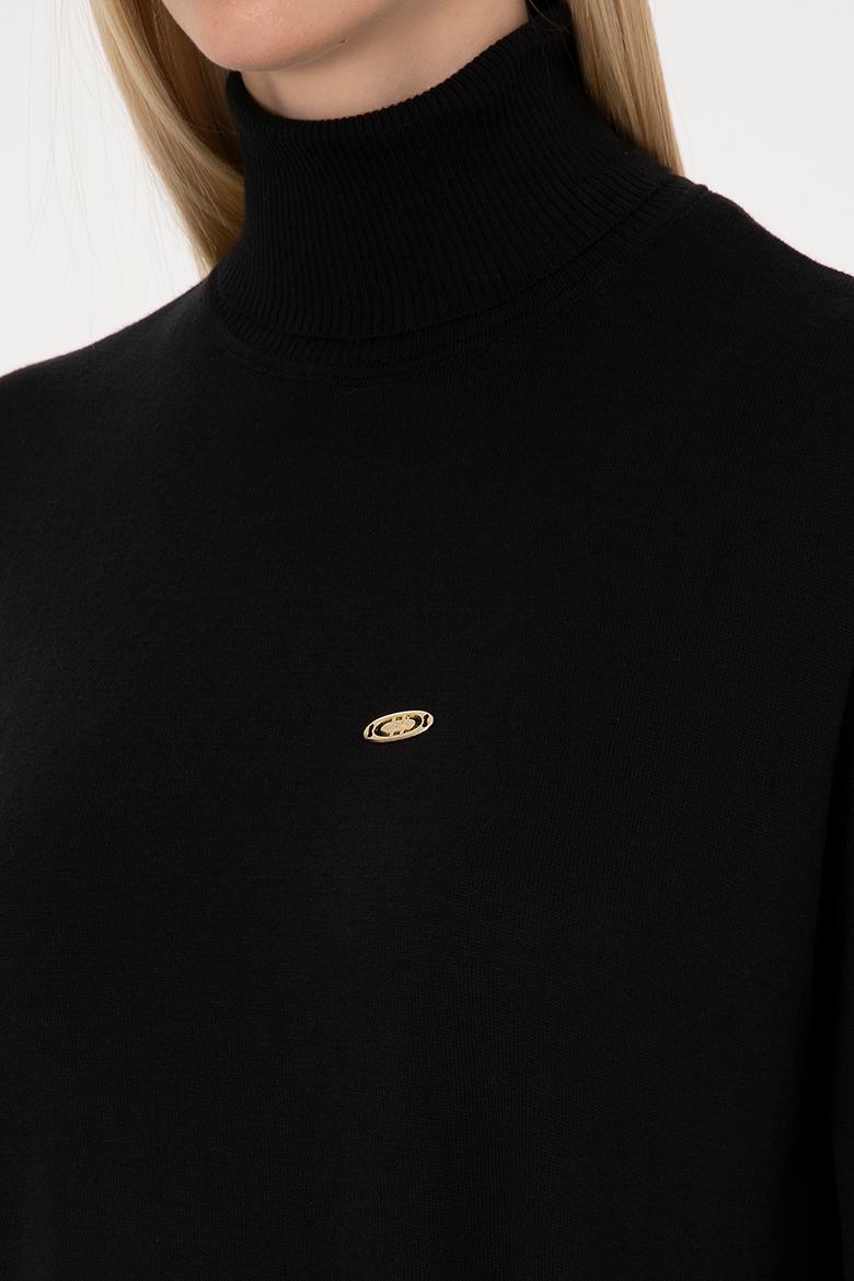 Kadın Siyah Basic Boğazlı Kazak - 50307742004