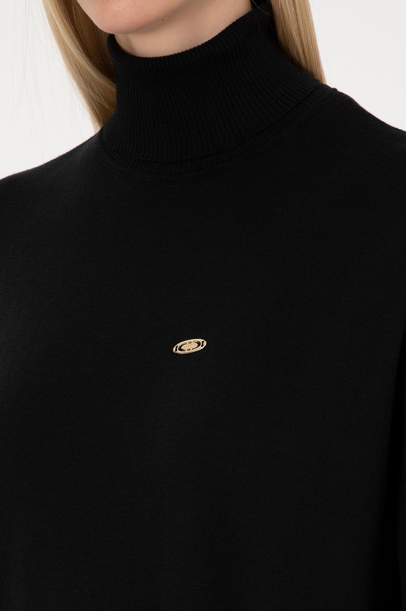 Kadın Siyah Basic Boğazlı Kazak