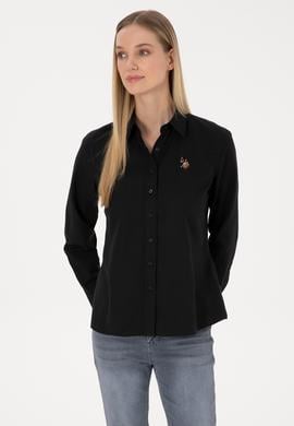 Kadın Siyah Uzun Kollu Basic Gömlek - 50308043029