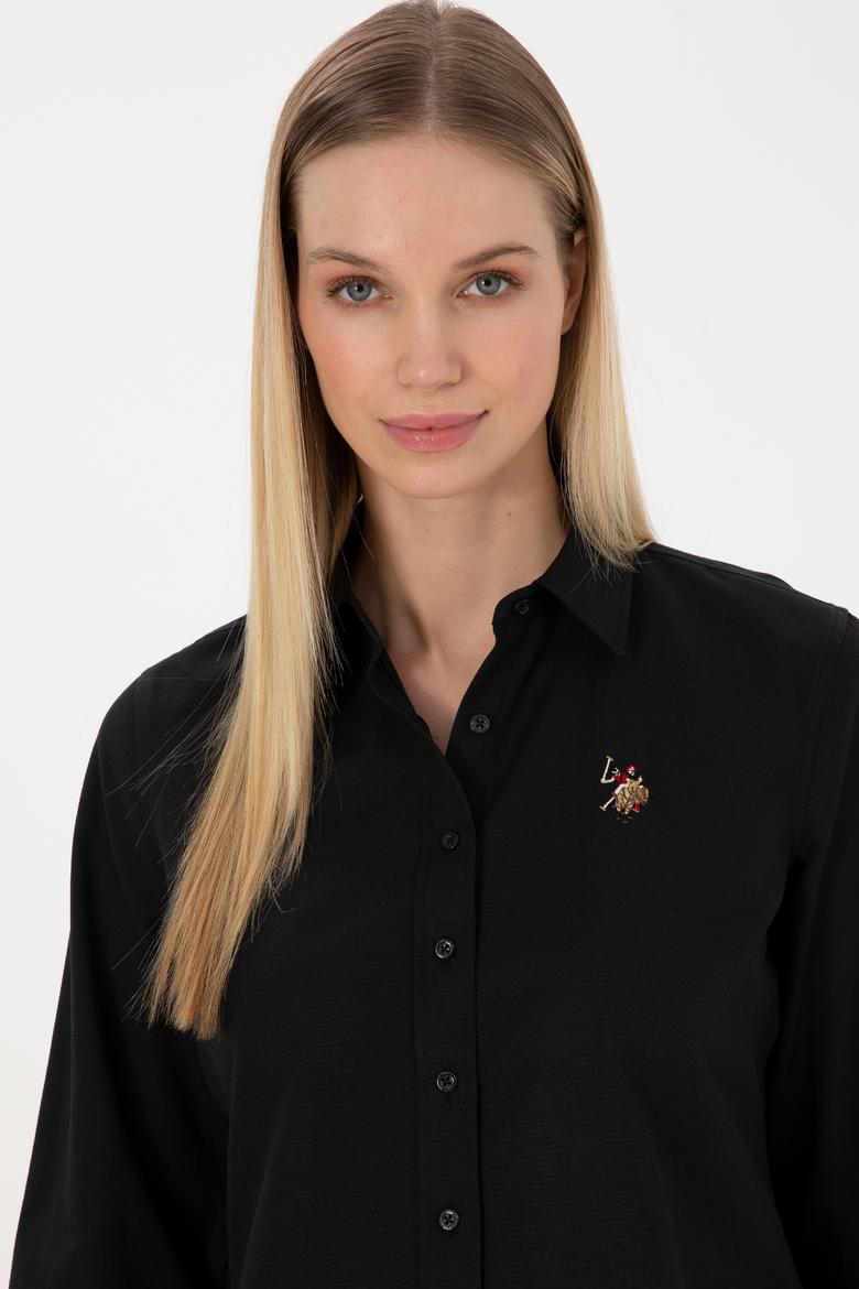 Kadın Siyah Uzun Kollu Basic Gömlek - 50308043029