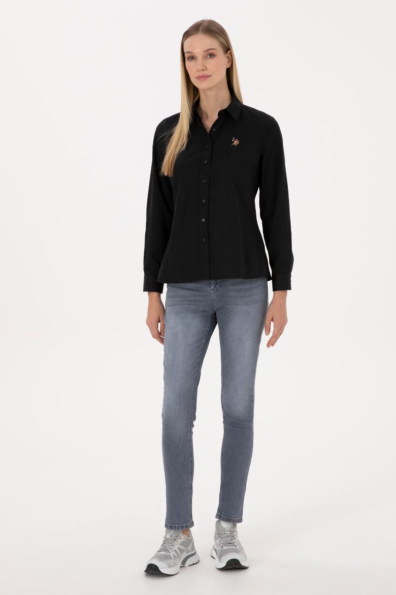 Kadın Siyah Uzun Kollu Basic Gömlek - 50308043029