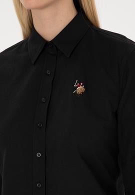 Kadın Siyah Uzun Kollu Basic Gömlek - 50308043029