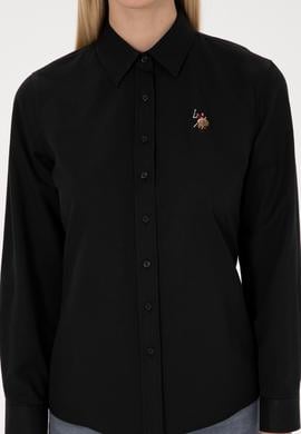 Kadın Siyah Uzun Kollu Basic Gömlek - 50308043029