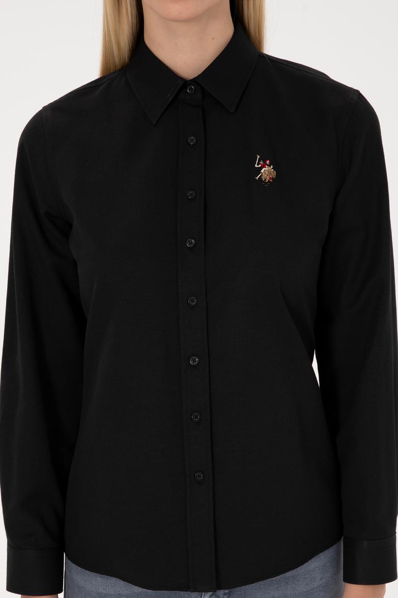 Kadın Siyah Uzun Kollu Basic Gömlek - 50308043029