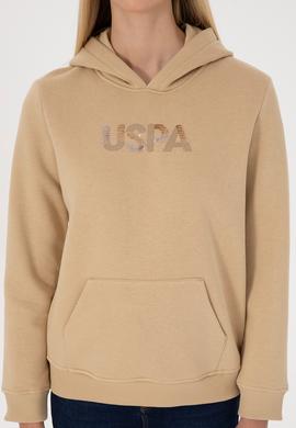 Kadın Kum Kapüşonlu Basic Sweatshirt - 50307711093