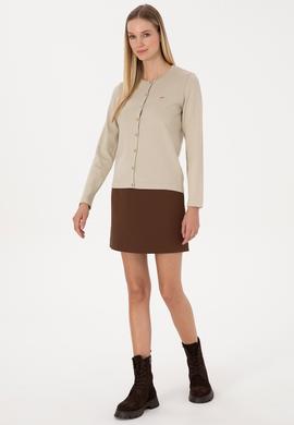 Kadın Açık Haki Basic Triko Hırka - 50307719055