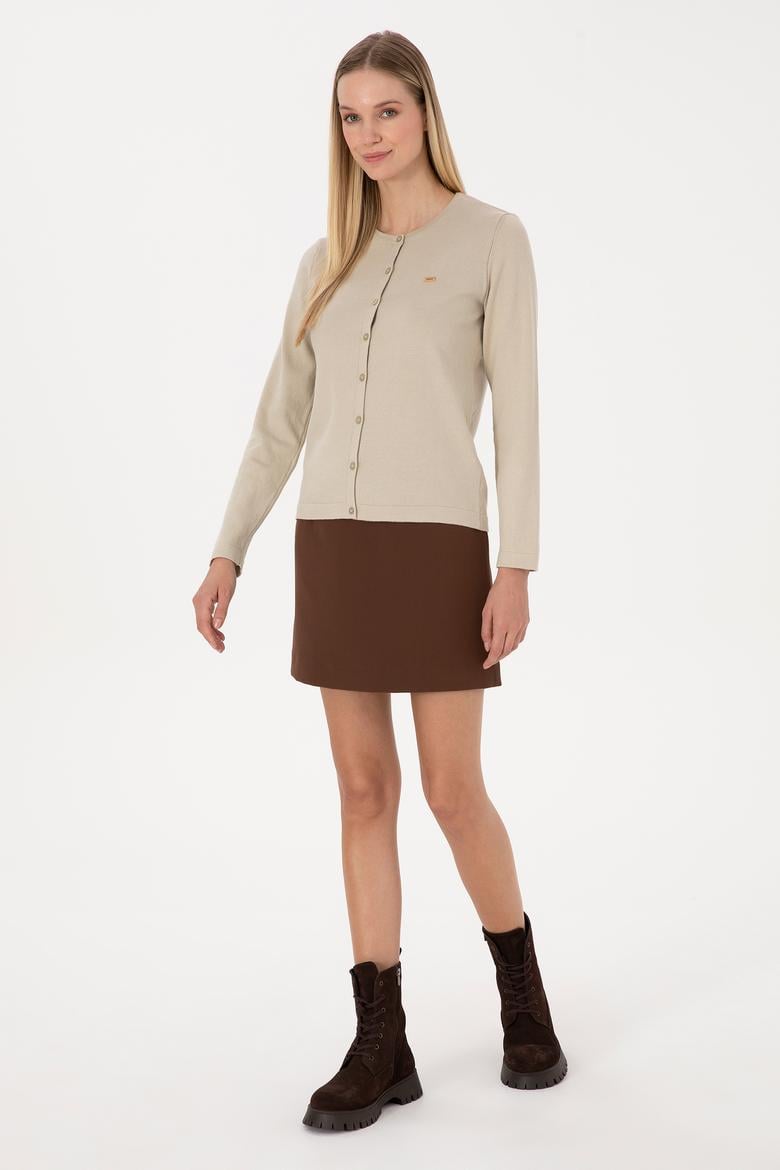 Kadın Açık Haki Basic Triko Hırka - 50307719055