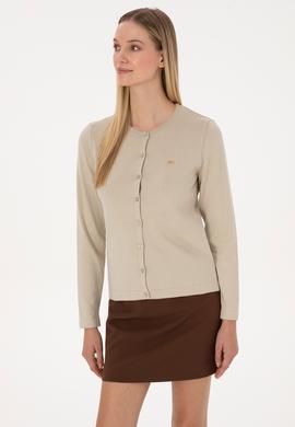 Kadın Açık Haki Basic Triko Hırka - 50307719055