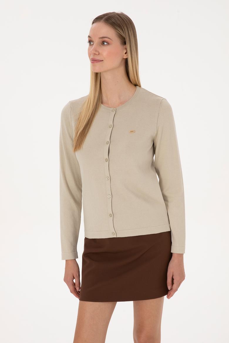 Kadın Açık Haki Basic Triko Hırka - 50307719055