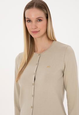 Kadın Açık Haki Basic Triko Hırka - 50307719055