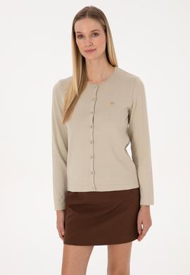 Kadın Açık Haki Basic Triko Hırka - 50307719055