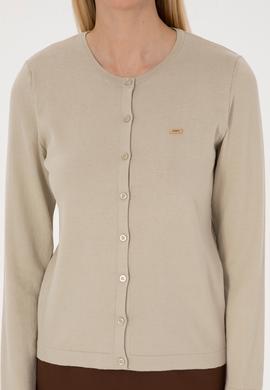 Kadın Açık Haki Basic Triko Hırka - 50307719055