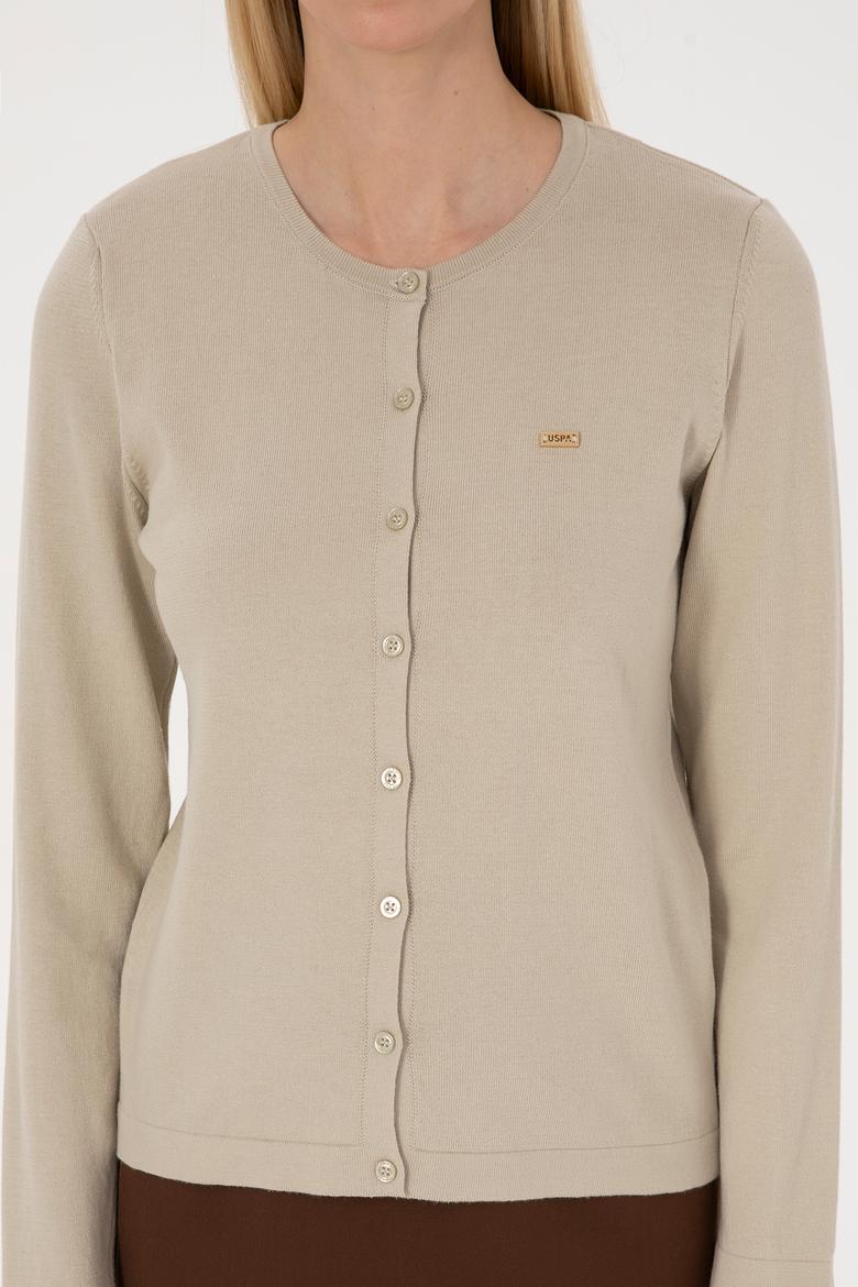 Kadın Açık Haki Basic Triko Hırka - 50307719055