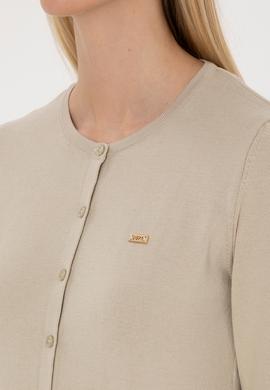 Kadın Açık Haki Basic Triko Hırka - 50307719055