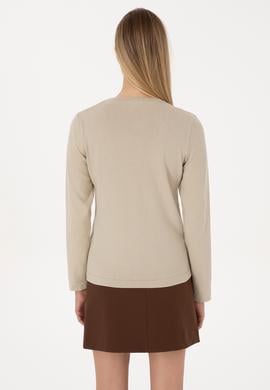 Kadın Açık Haki Basic Triko Hırka - 50307719055