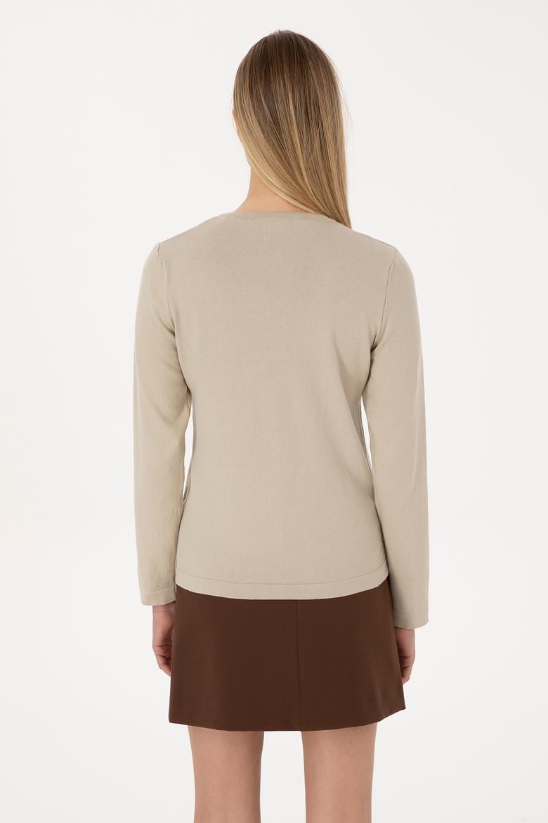 Kadın Açık Haki Basic Triko Hırka - 50307719055