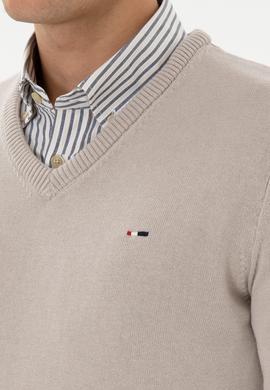 Erkek Slim Fit V Yaka Taş Basic Kazak - 50313668043