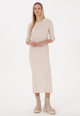 Kadın Krem Triko Elbise - 50313835006