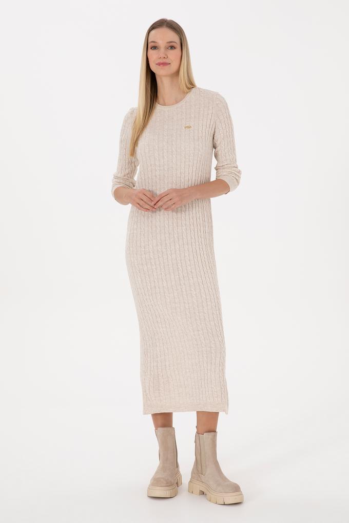 Kadın Krem Triko Elbise