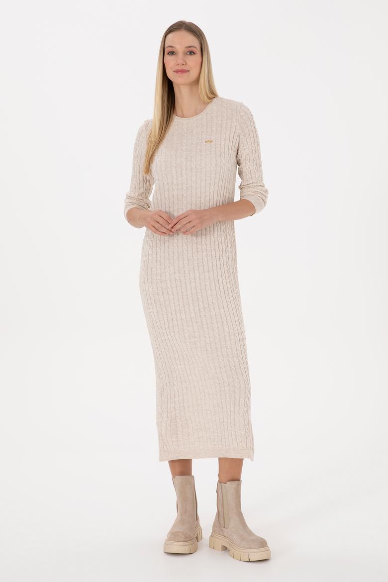 Kadın Krem Triko Elbise