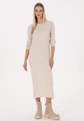 Kadın Krem Triko Elbise - 50313835006