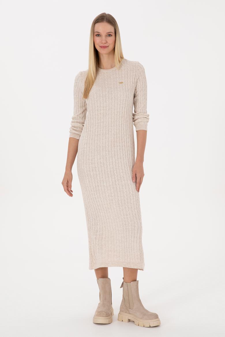Kadın Krem Triko Elbise - 50313835006