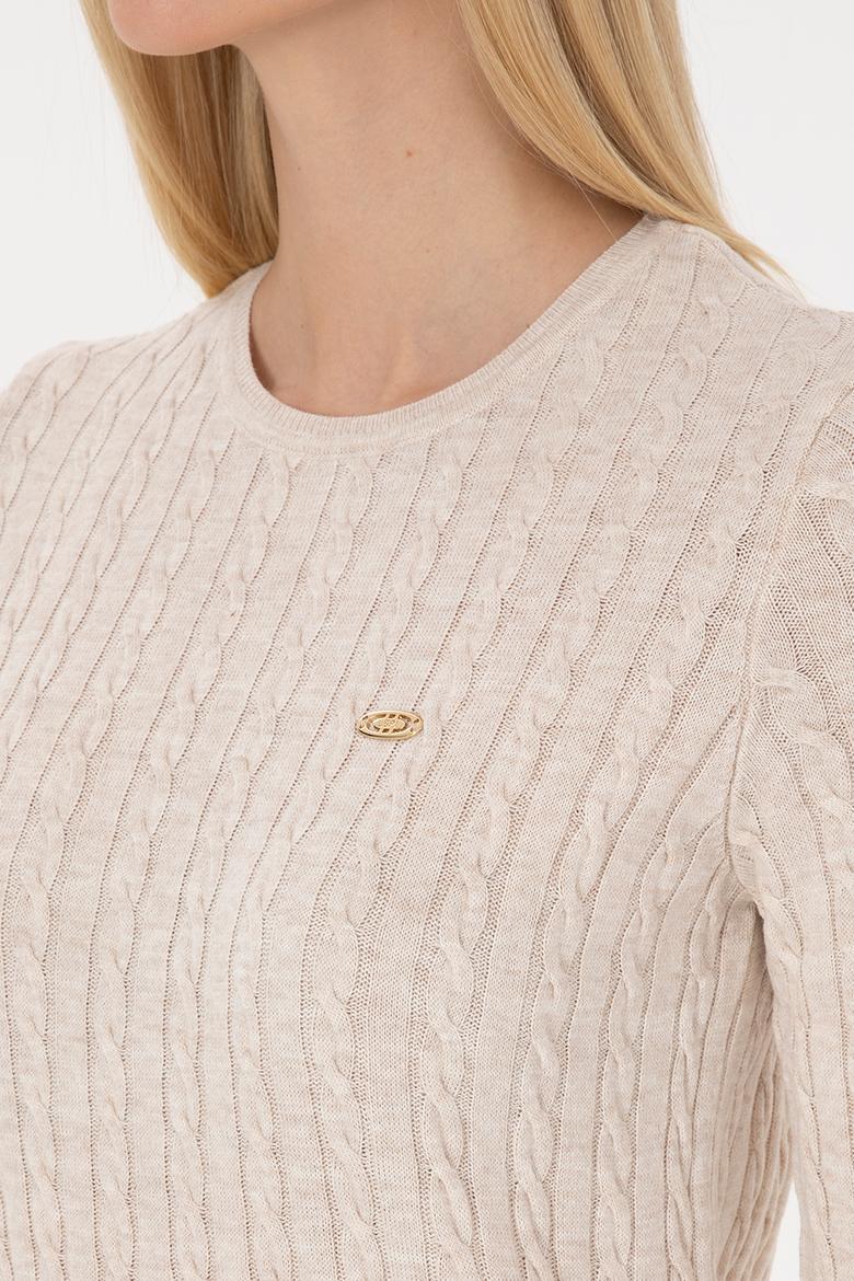 Kadın Krem Triko Elbise - 50313835006