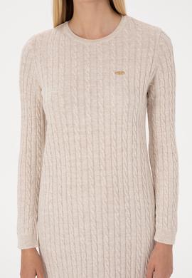 Kadın Krem Triko Elbise - 50313835006