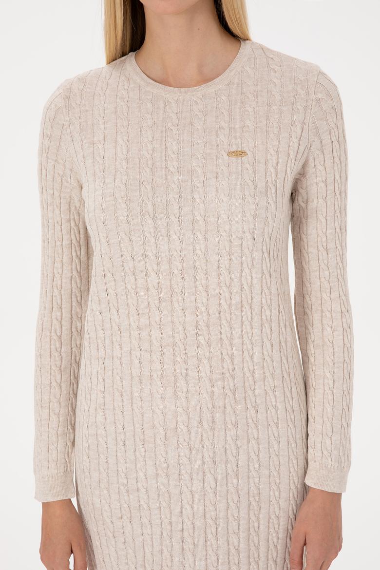 Kadın Krem Triko Elbise - 50313835006