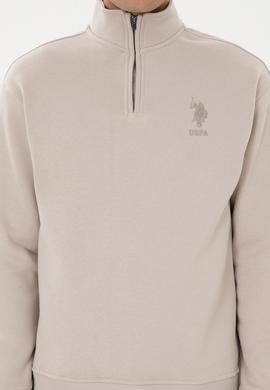 Erkek Comfort Fit Yarım Fermuarlı Taş Sweatshirt - 50315936018