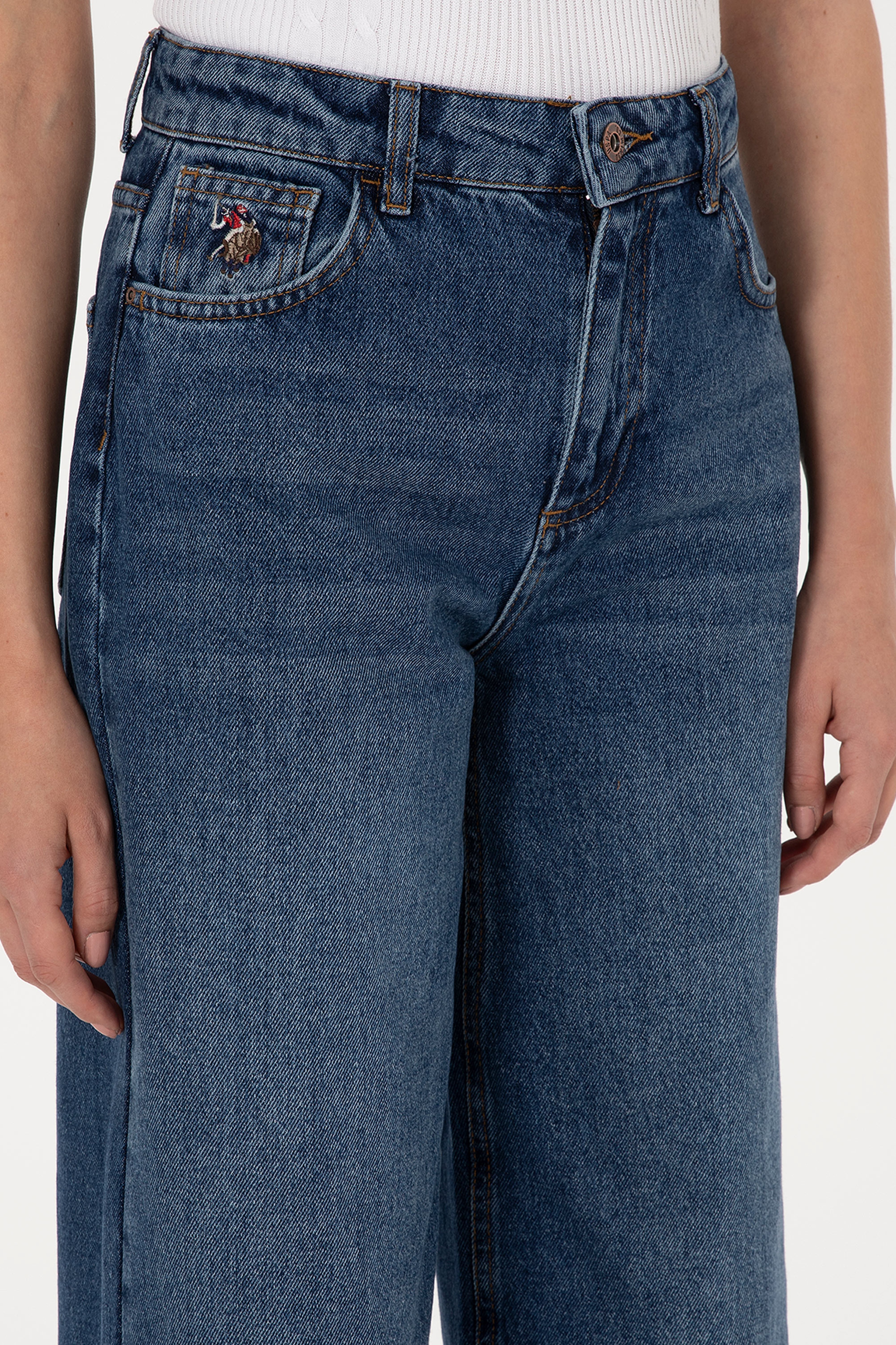 Kadın Mavi  Loose Fit Jean Pantolon - Image 5
