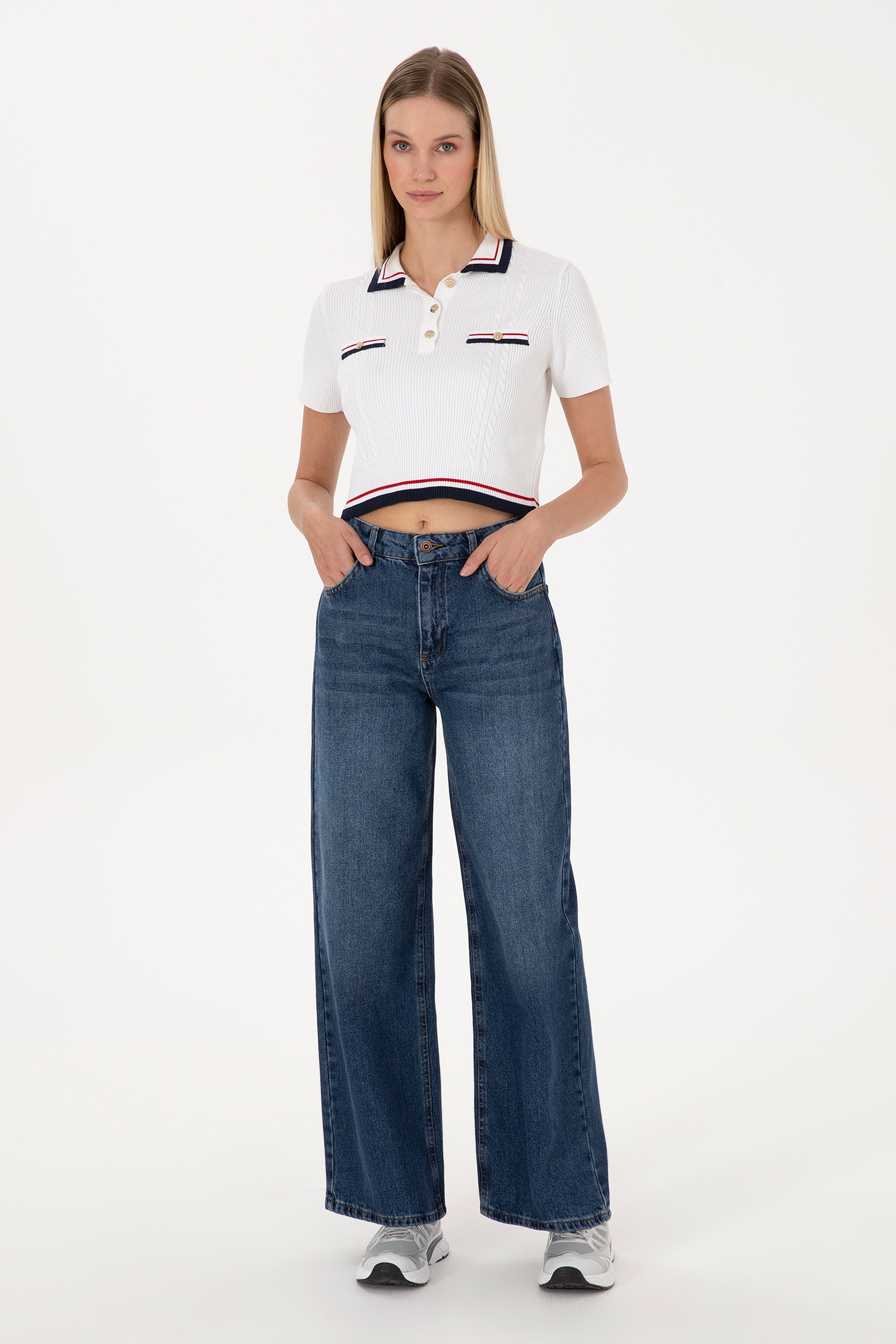 Kadın Mavi  Loose Fit Jean Pantolon - Image 1