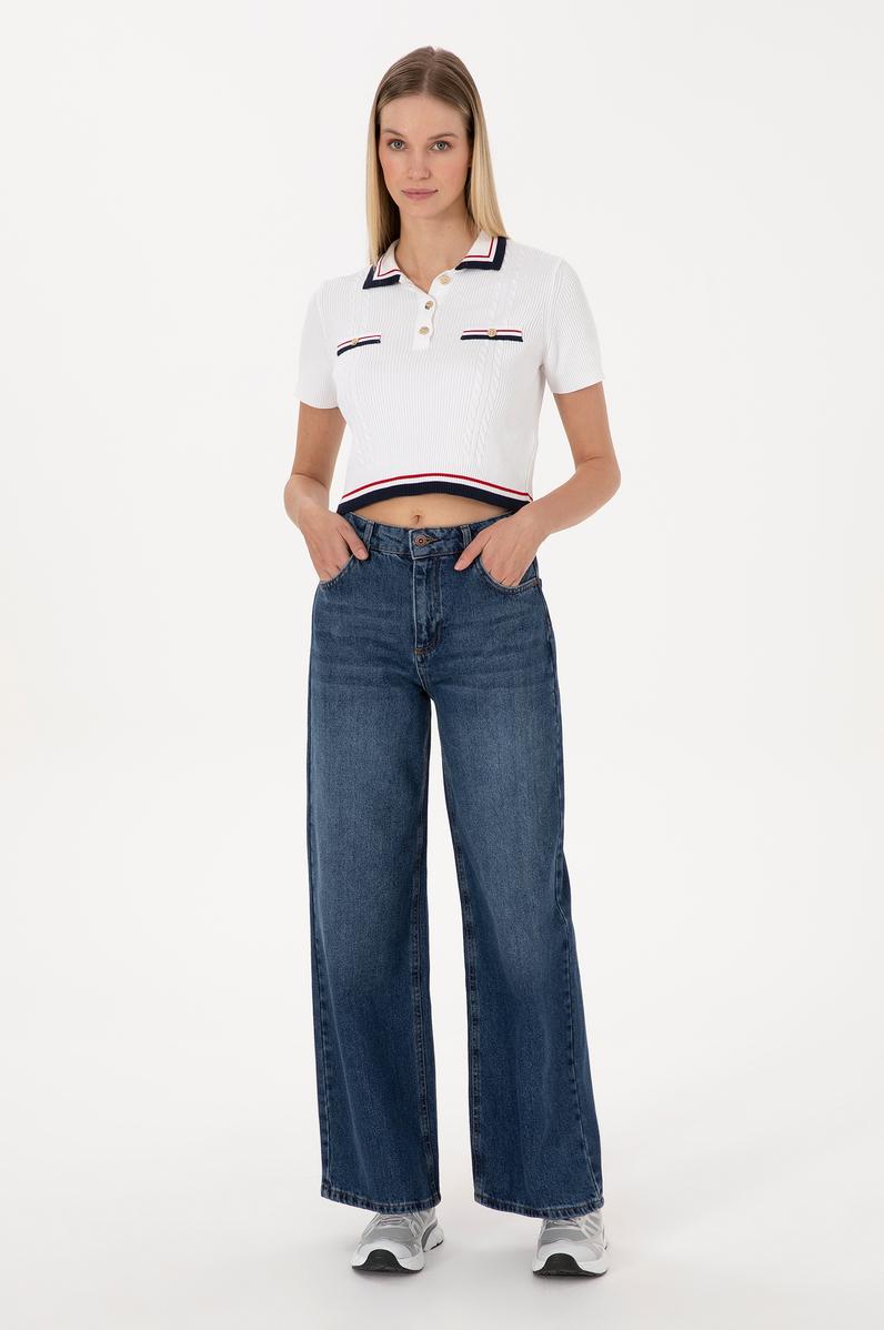 Kadın Mavi  Loose Fit Jean Pantolon