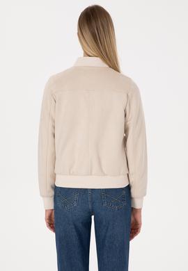 Kadın Ekru Suni Deri Ceket - 50317318012