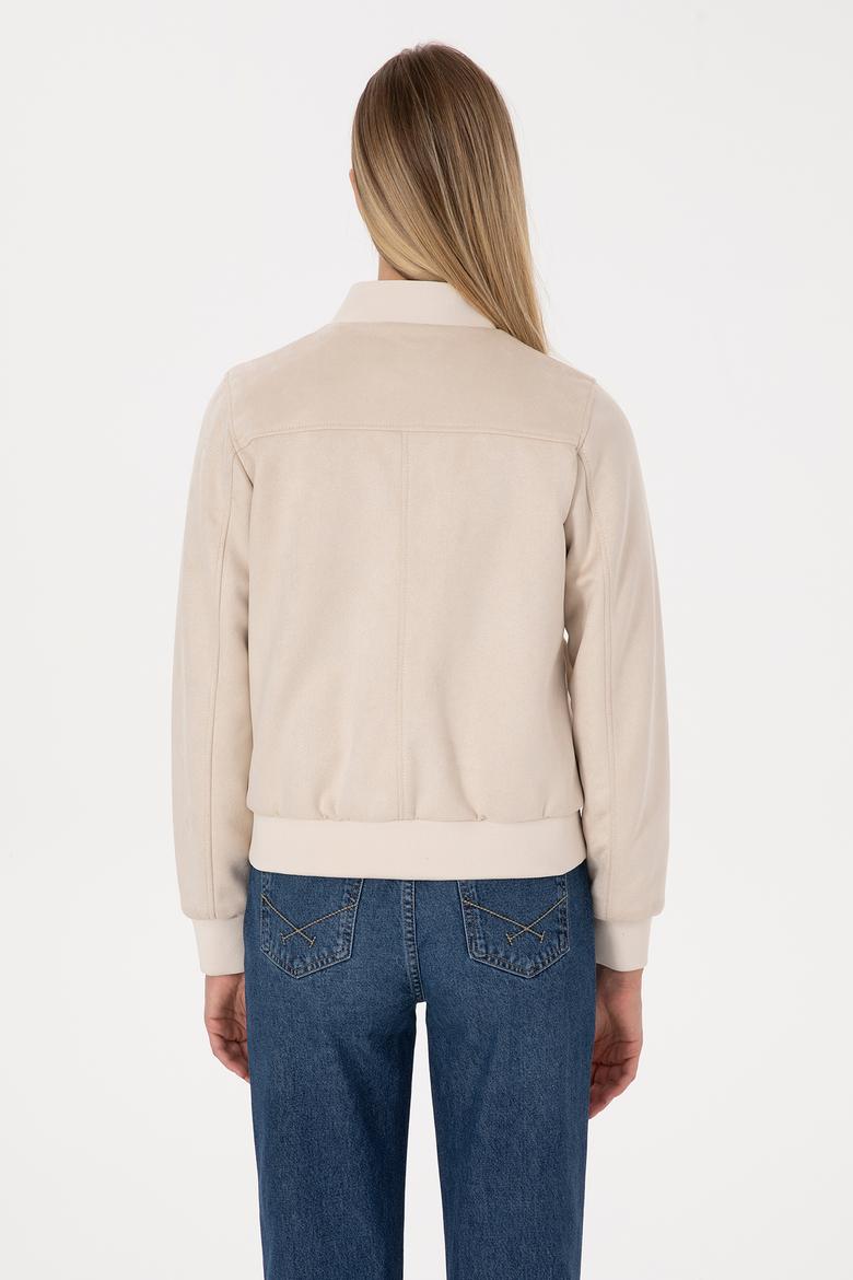 Kadın Ekru Suni Deri Ceket - 50317318012