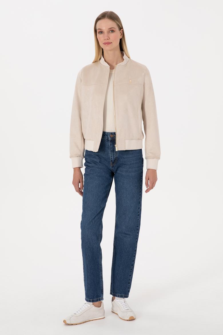 Kadın Ekru Suni Deri Ceket - 50317318012