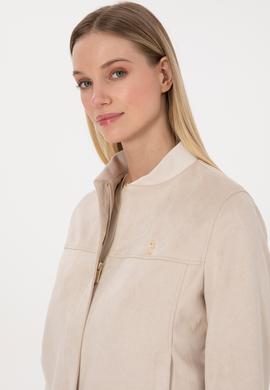 Kadın Ekru Suni Deri Ceket - 50317318012