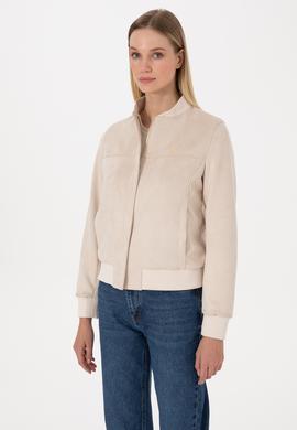 Kadın Ekru Suni Deri Ceket - 50317318012