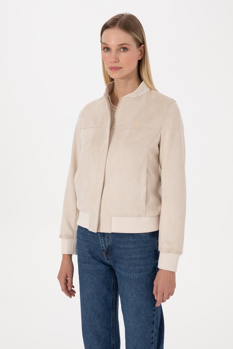 Kadın Ekru Suni Deri Ceket - 50317318012