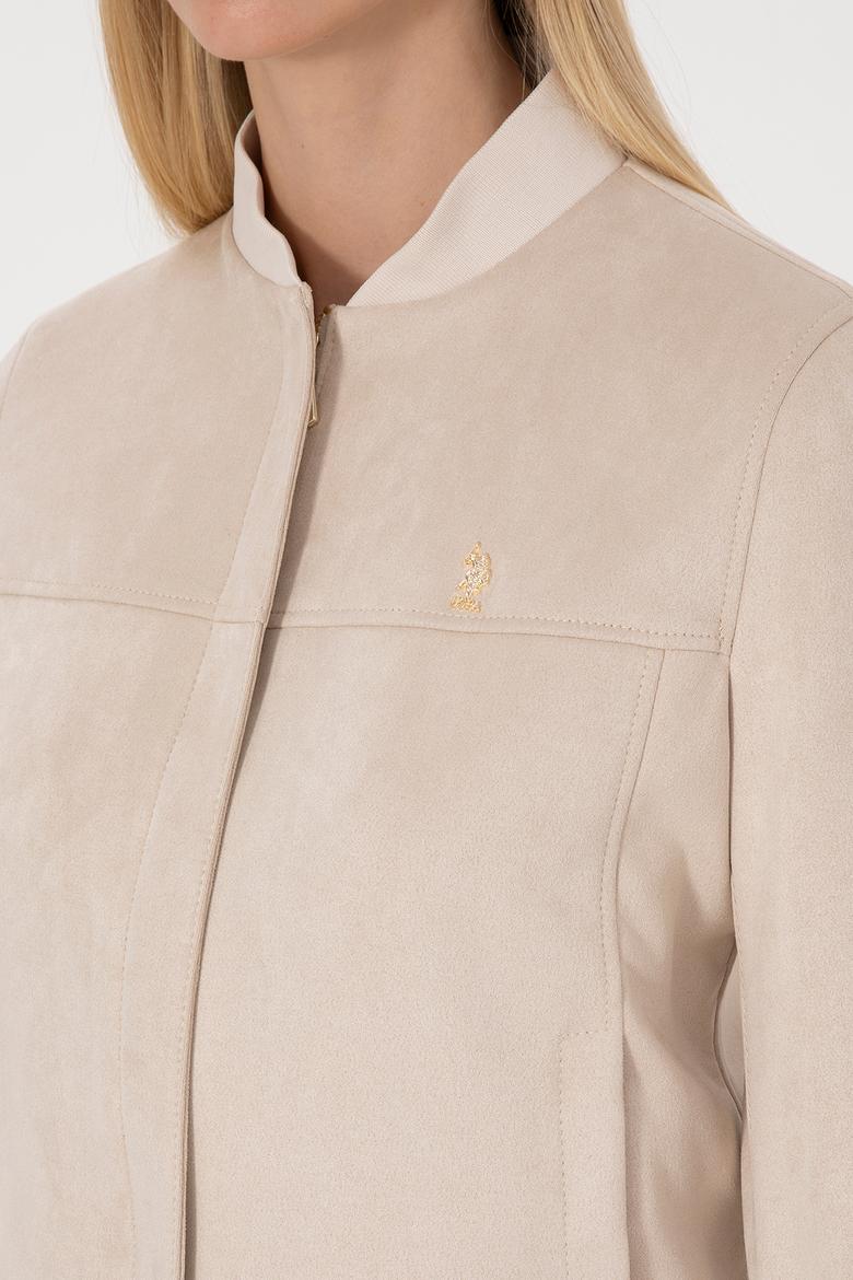 Kadın Ekru Suni Deri Ceket - 50317318012