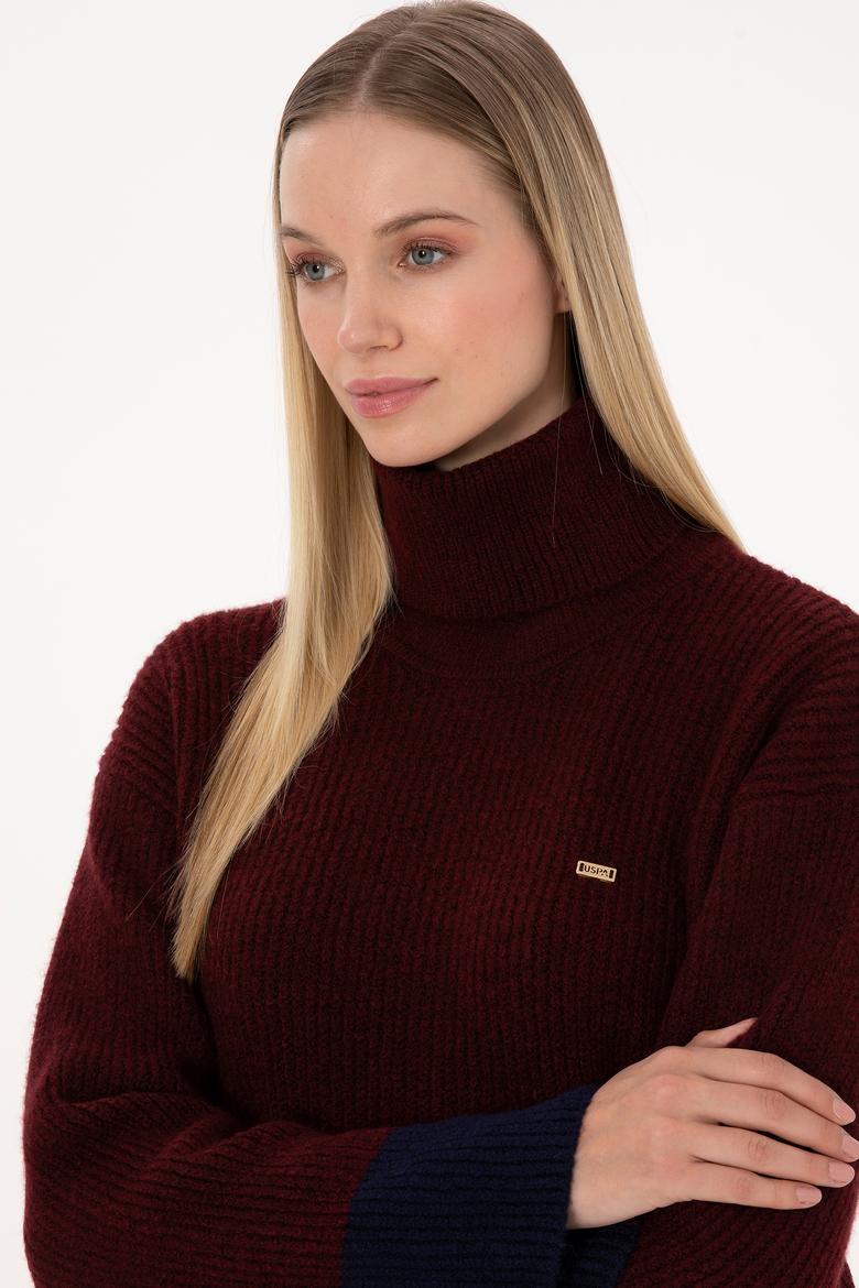 Kadın Bordo Boğazlı Salaş Kazak - 50308924004